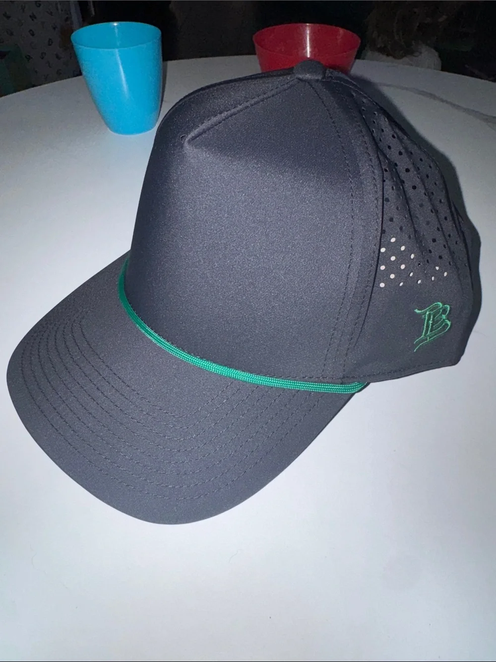Men's Branded Bills Black Cap with Green Trim